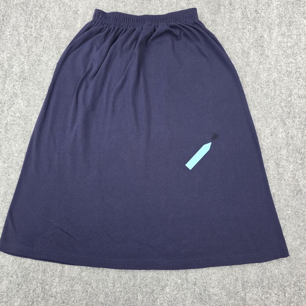Vintage Lands End Skirt Womens Medium Blue Cotton A-Line Pockets Made in USA - Picture 10 of 12